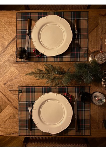 Baby Home Ekose 4lü Amerikan Servis 35 x 50 cm Yılbaşı Davet Yeni Yıl indirimleri