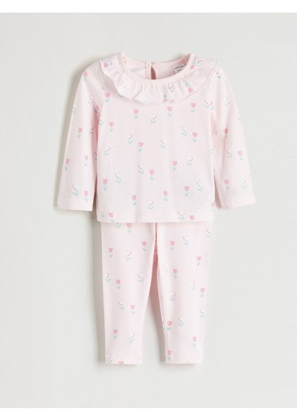 Lcw Yeni Sezon Bebe Yaka Kız Bebek Bluz ve Pantolon 2'li Takım