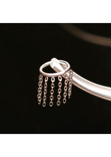 %100 G23 Titanyum Zincir Püskül 8mm x 1.2mm Altın Titanyum Kilitli Halka Piercing