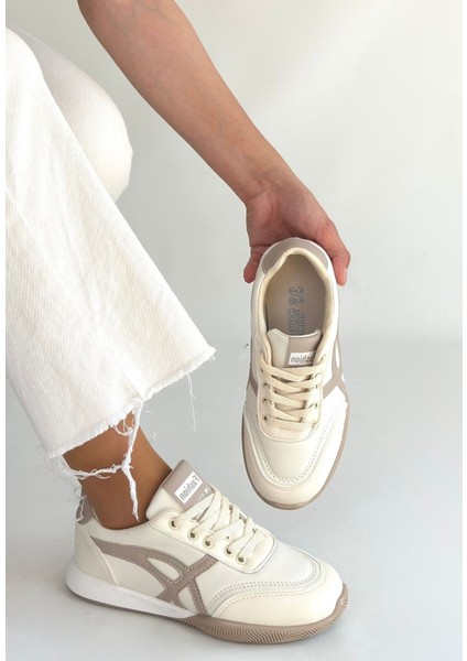 Zlay Bej Cilt Vizon Detaylı Bağcıklı Spor Ayakkabı - Lisinya fiyatları