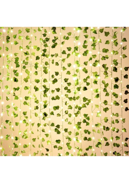 3 Metre Günışığı LED Işıklı Yeşil Yapay Sarmaşık – Dekoratif Aydınlatma ve Süsleme (Sarmaşık 230CM LED 300CM)