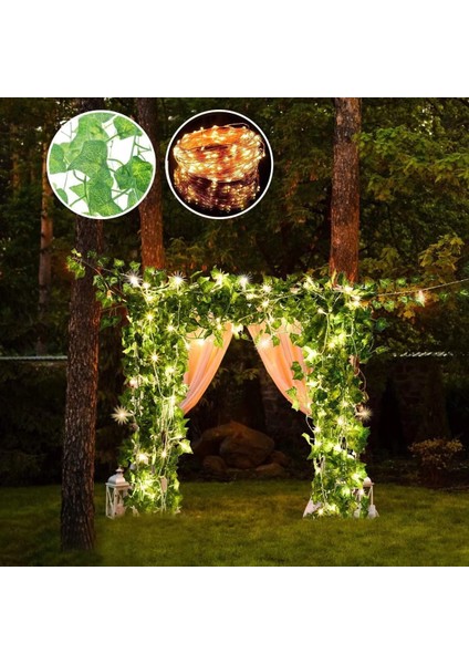 3 Metre Günışığı LED Işıklı Yeşil Yapay Sarmaşık – Dekoratif Aydınlatma ve Süsleme (Sarmaşık 230CM LED 300CM) fırsatları