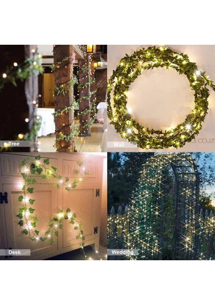 3 Metre Günışığı LED Işıklı Yeşil Yapay Sarmaşık – Dekoratif Aydınlatma ve Süsleme (Sarmaşık 230CM LED 300CM)