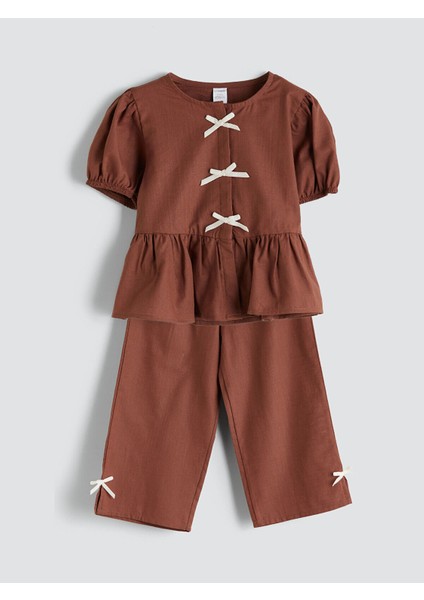 Lcw Peak Yeni Sezon Bisiklet Yaka Kız Çocuk Bluz ve Pantolon