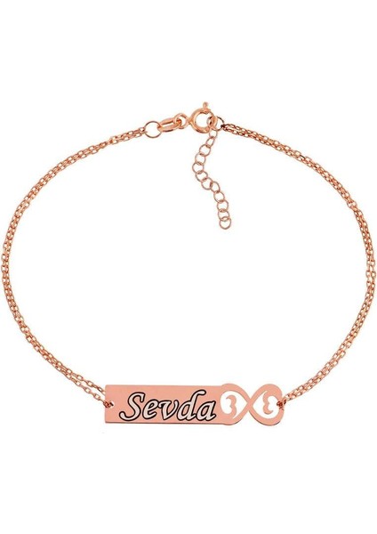 Hk Gümüş Kadın Bileklik Rose Kişiye Özel Sonsuzluk İsimli |Gümüş Takı Hediyelik Ürünler