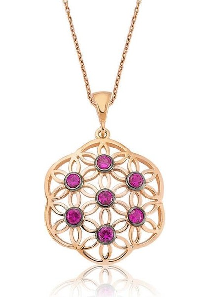 Hk Gümüş Kadın Kolye Pembe Yaşam Çiçeği |Gümüş Takı Hediyelik Ürünler