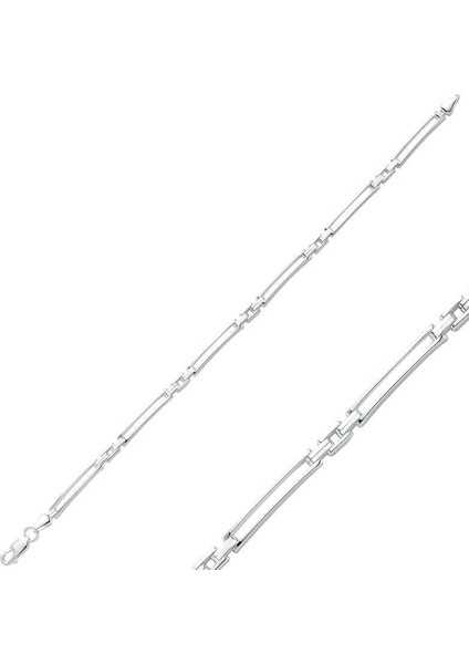 Hk Gümüş Erkek Bileklik İnce Çift Çizgili |Gümüş Takı Hediyelik Ürünler