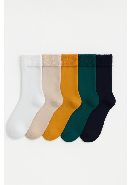 Kadın 5'li Havlu Soket Çorap Hardal mix fiyatları