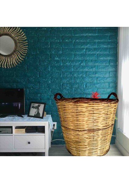 Hasır Odun Sepeti Küfe Hasır Şömine Yanı Odun Sepeti