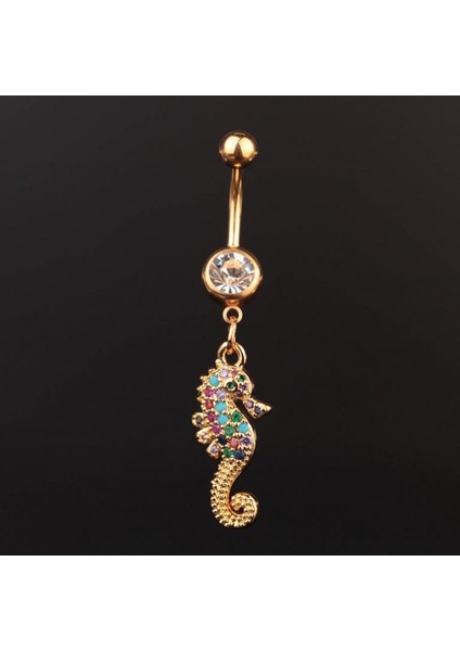 316 L Cerrahi Çelik Göbek Piercingi Deniz Atı Detaylı Piercing Deniz Atı Piercing