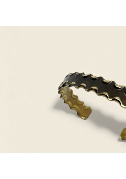 El Yapımı Saf Pirinç Oksitli/yakma Tekniği/ Kelepçe Bileklik | Unisex Otantik Cuff