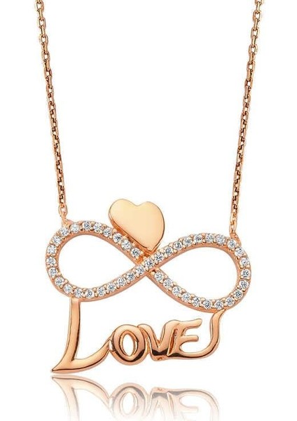 Hk Gümüş Kadın Kolye Kalpli Sonsuzluk Love |Gümüş Takı Hediyelik Ürünler