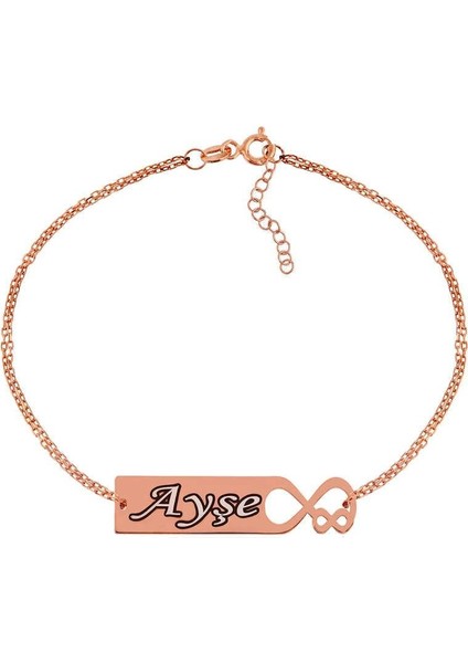 Hk Gümüş Kadın Bileklik Rose Kişiye Özel Sonsuz Aşk İsimli |Gümüş Takı Hediyelik Ürünler