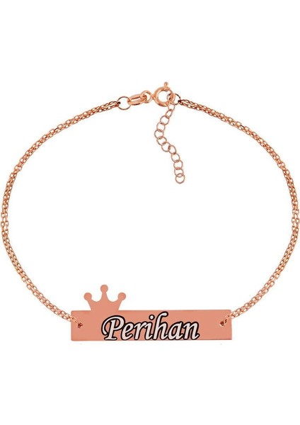 Hk Gümüş Kadın Bileklik Rose Kişiye Özel Taç İsimli |Gümüş Takı Hediyelik Ürünler
