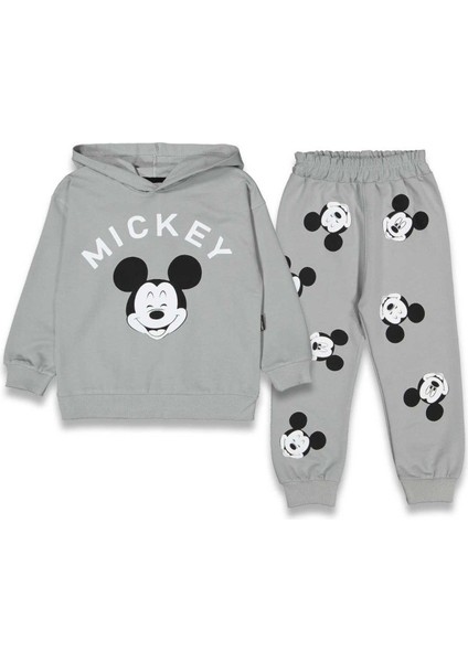 2-5 Yaş Mickey Mouse Baskılı Kapüşonlu Çocuk Eşofman Takımı | Mevsimlik