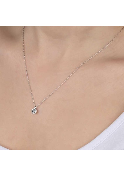 Kristal Taşlı Gümüş Tektaş Bayan Kolye fiyatları