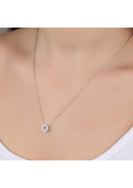 Kristal Taşlı Gümüş Çember Tektaş Bayan Kolye fiyatları