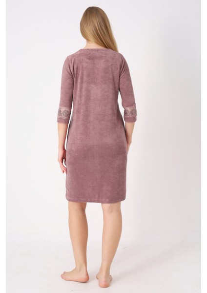 Kiremit Fermuarlı Dantelli Cepli Pamuklu Havlu Truvakar Kollu Elbise fırsatları