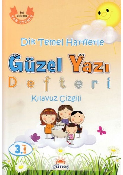 3.sınıf Dik Temel Harflerle Güzel Yazı Defteri Kılavuz Çizgili