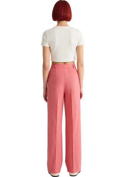 Kadın Yüksek Bel Geniş Paça Dokuma Kumaş Pantolon Fonksiyonel Dayanıklı Kaliteli Konforlu Şık fiyatları