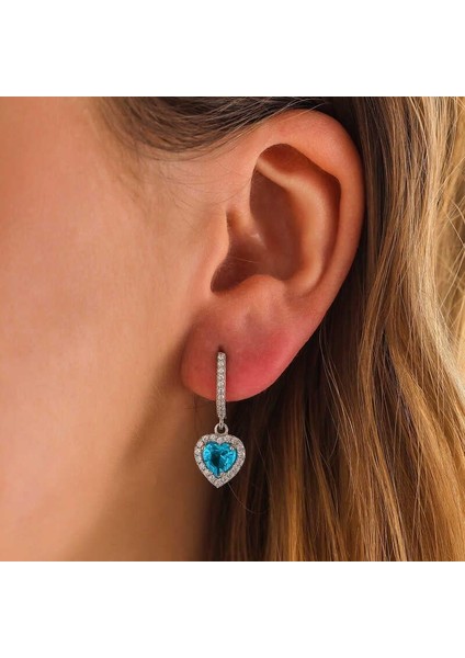 Hk Gümüş Kadın Küpe Turkuaz Taşlı Kalpli |Gümüş Takı Hediyelik Ürünler fiyatları