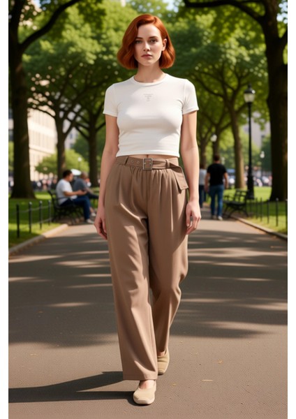 Kadın Geniş Paça Yüksek Bel Pantolon Fonksiyonel Dayanıklı Kaliteli Konforlu Estetik Rahat fırsatları