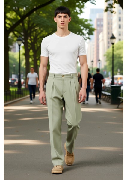 Smart Kesim Açık Haki Erkek Keten Görünümlü Pantolon Fonksiyonel Dayanıklı Kaliteli Modern fırsatları
