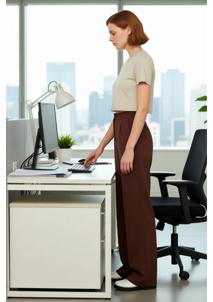 Kadın Geniş Paça Yüksek Bel Dokuma Pantolon Fonksiyonel Dayanıklı Kaliteli Konforlu Modern modelleri