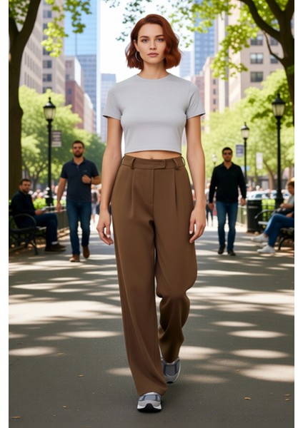 Kadın Wide Leg Dokuma Kumaş Palazzo Pantolon Fonksiyonel Dayanıklı Kaliteli Konforlu Rahat fırsatları