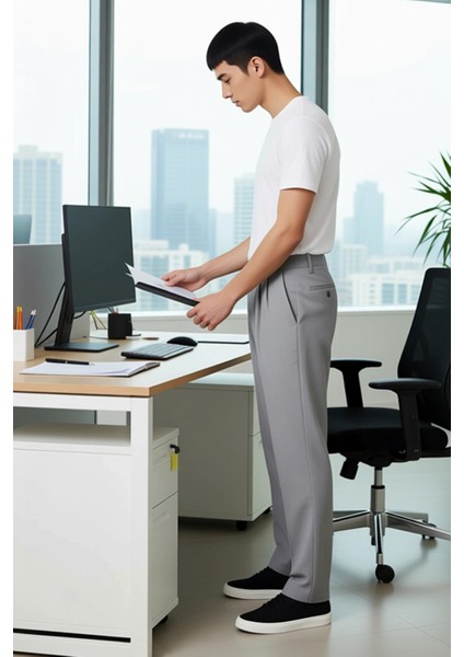 Klasik Baggy Fit Pileli Erkek Kumaş Pantolon Antrasit Fonksiyonel Dayanıklı Kaliteli Rahat modelleri