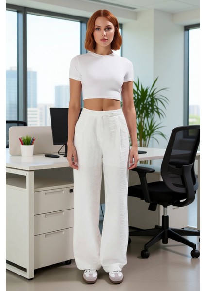 Kadın Wide Leg Dokulu Kumaş Pantolon Günlük Kullanım Fonksiyonel Dayanıklı Kaliteli Modern modelleri