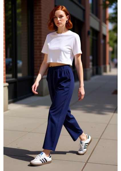 Kadın Beli Lastikli Şalvar Kesim Pantolon Fonksiyonel Dayanıklı Kaliteli Konforlu Estetik Şık indirimleri