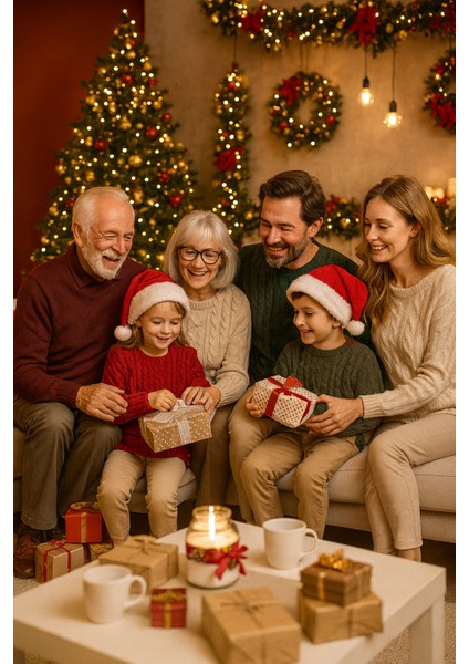 Yeniyıl Noel Temalı Vitrin Cam Kardan Adam Kar Tanesi Sticker Kırmızı 69 Adet