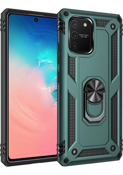 Samsung Galaxy A91 / S10 Lite Kılıf Sofya Yüzüklü Silikon Kapak - Yeşil