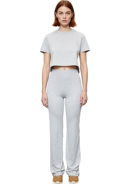 Kadın Yüksek Bel Flare Örme Pantolon Fonksiyonel Dayanıklı Kaliteli Konforlu Estetik Rahat