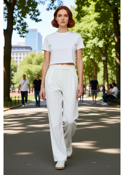 Kadın Geniş Paça Dokuma Pantolon Fonksiyonel Dayanıklı Kaliteli Konforlu Estetik Premium Şık fırsatları