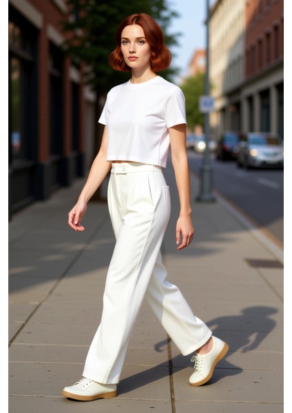 Kadın Geniş Paça Dokuma Pantolon Fonksiyonel Dayanıklı Kaliteli Konforlu Estetik Premium Şık indirimleri