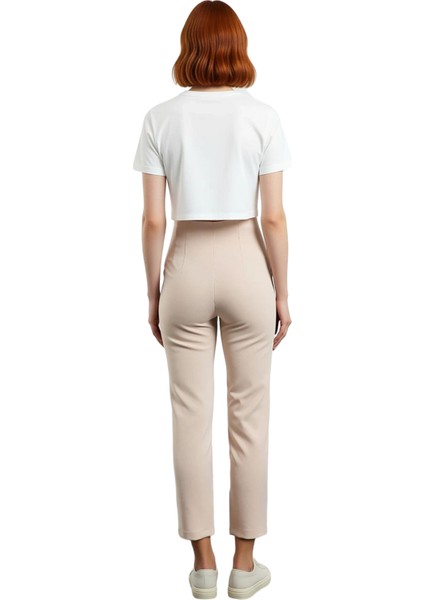 Kadın Yüksek Bel Dar Paça Dokuma Kumaş Pantolon Fonksiyonel Dayanıklı Kaliteli Konforlu Şık fiyatları