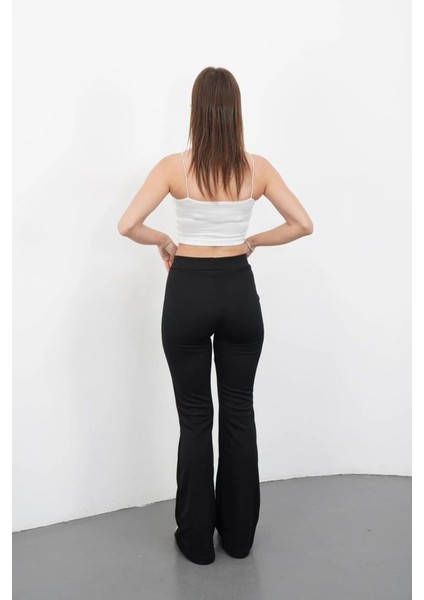 Kadın Yüksek Bel Krep Kumaş Bol Paça Pantolon modelleri