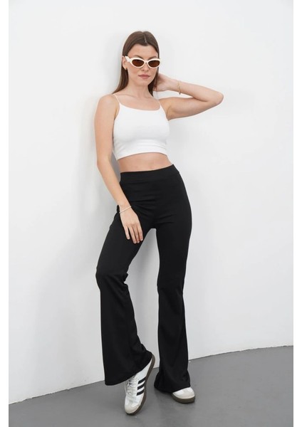 Kadın Yüksek Bel Krep Kumaş Bol Paça Pantolon fırsatları