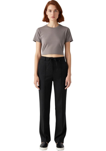 Kadın Yüksek Bel Bağcıklı Geniş Paça Pantolon Fonksiyonel Dayanıklı Kaliteli Konforlu Spor