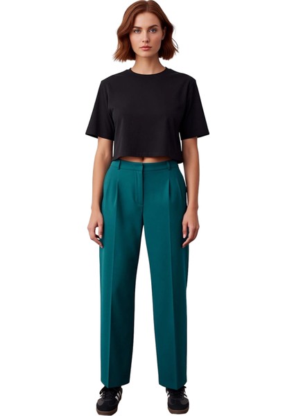 Kadın Straight Kesim Dokuma Kumaş Pantolon Fonksiyonel Dayanıklı Kaliteli Konforlu Estetik