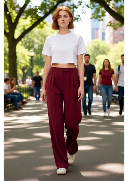 Kadın Geniş Paça Dokuma Pantolon Fonksiyonel Dayanıklı Kaliteli Konforlu Estetik Premium Şık fırsatları