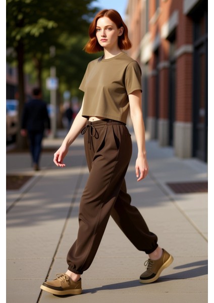 Kadın Yüksek Bel Lastikli Düz Renk Şalvar Pantolon Fonksiyonel Dayanıklı Kaliteli Konforlu indirimleri