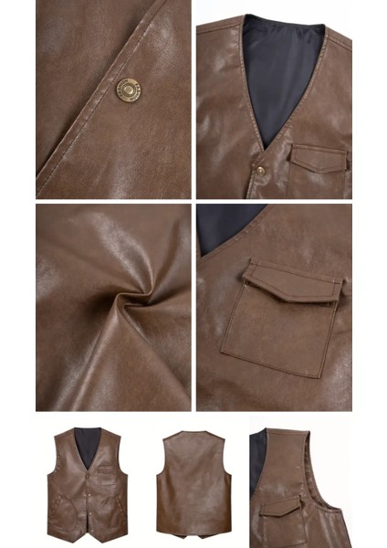 Pu Deri Yatay Torba Cepli Orta Kalın Yelek fırsatları