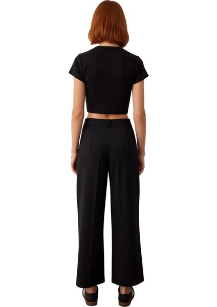 Kadın Geniş Paça Kemerli Pantolon Fermuar Detaylı Fonksiyonel Dayanıklı Kaliteli Konforlu Şık fiyatları