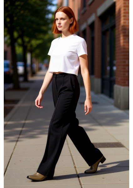 Kadın Mürdüm Esnek Kumaş Yüksek Bel Düz Paça Pantolon Fonksiyonel Dayanıklı Kaliteli Rahat indirimleri