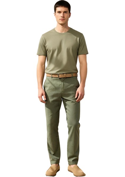 Erkek Haki Regular Fit Keten Pantolon Fonksiyonel Dayanıklı Kaliteli Konforlu Estetik Spor