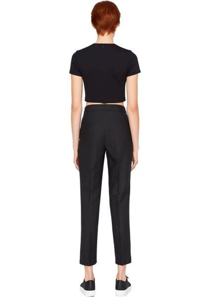 Kadın Yüksek Bel Dar Paça Dokuma Pantolon Fonksiyonel Dayanıklı Kaliteli Konforlu Estetik Şık fiyatları