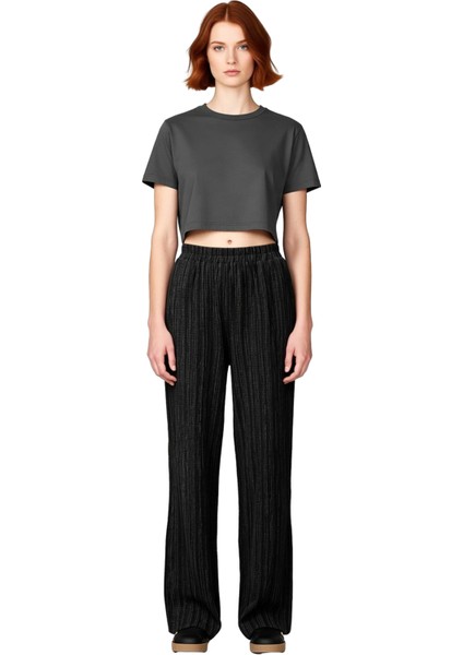 Kadın Yüksek Bel Dokulu Flare Pantolon Fonksiyonel Dayanıklı Kaliteli Konforlu Estetik Şık